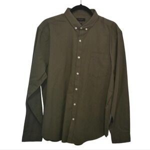 New Look Men's XL Green Button-Up Oxford Cotton Work Shirt